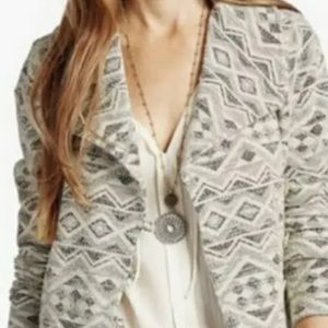 Lucky Brand Southwestern Black & White Wrap Jacket Pockets Women’s Size Medium